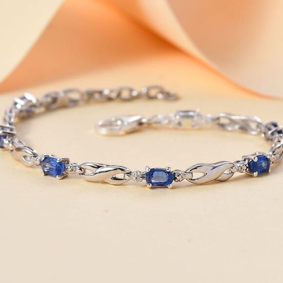 Kashmir Kyanite Bracelet in Rhodium over Sterling Silver 6.5” - Picture 2 of 12